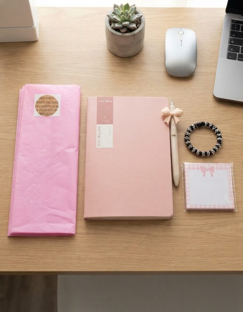 Kit de Escritorio Completo con libreta y Accesorios Rosa